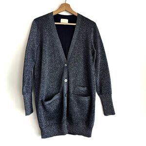 J. Crew Collection navy sparkly Button-Up Cardigan size medium